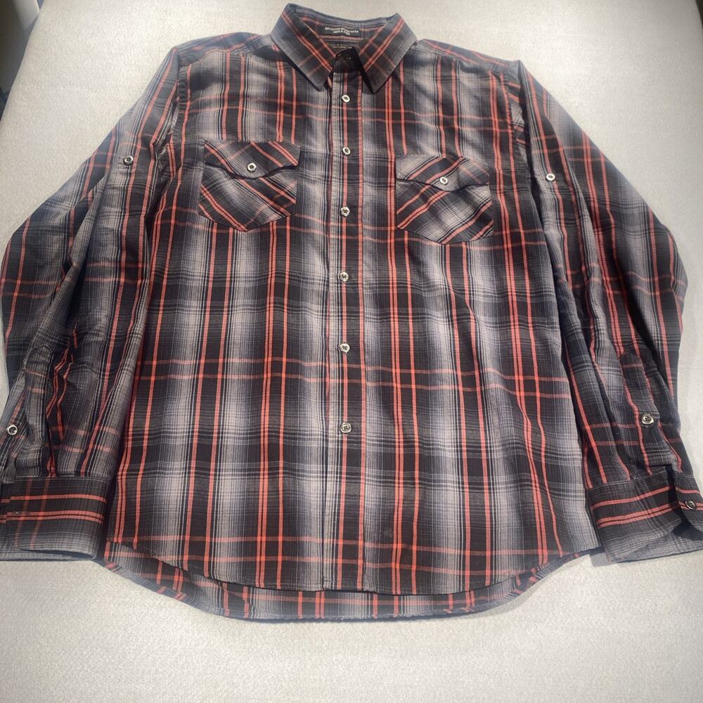Airwalk Men’s Long Sleeve Button Up Size Large Red/Grey/Black